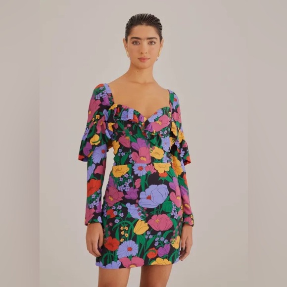 Farm Rio Black Bucolic Mini Dress - Picture 2 of 13